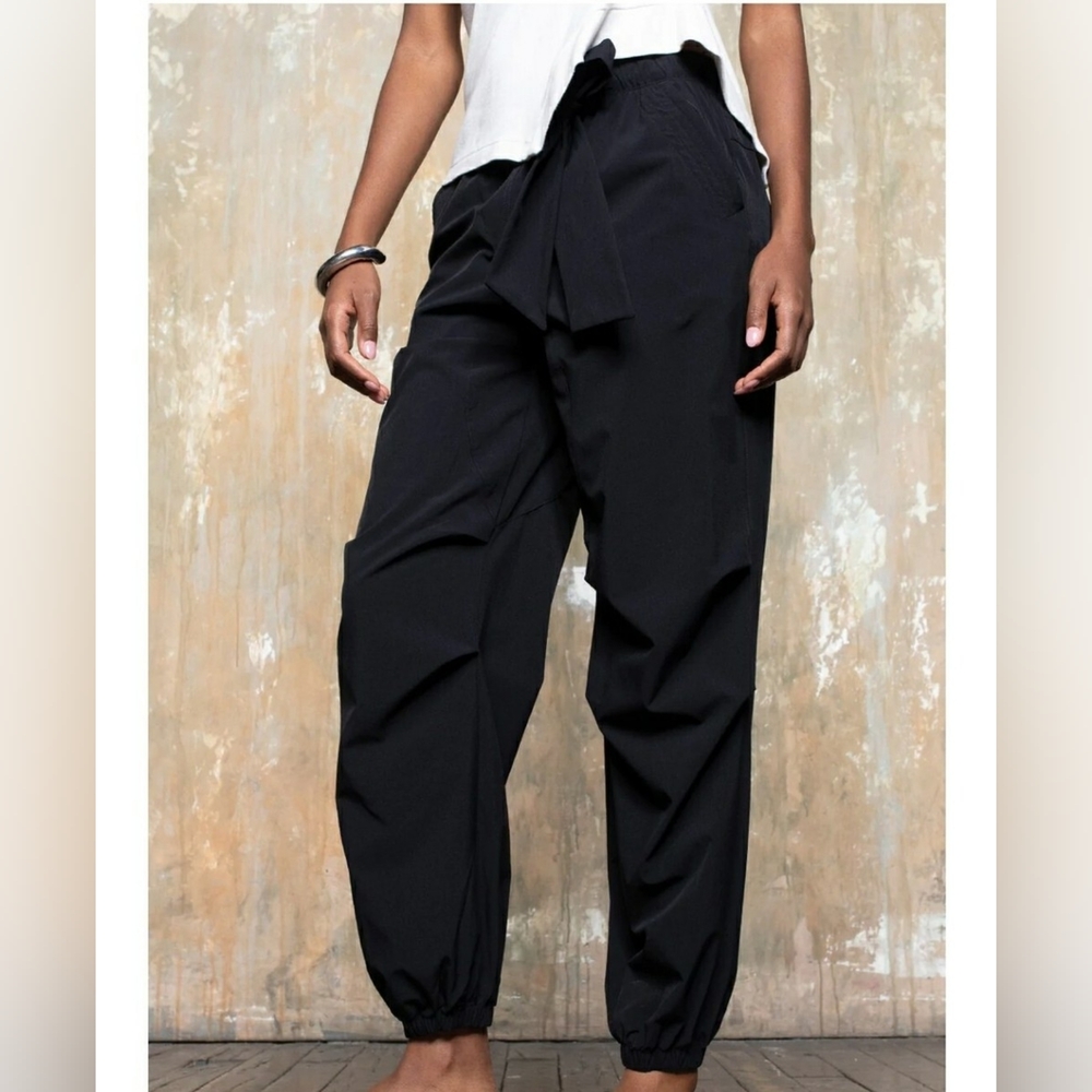 Paskho Black Drawstring Track Pants